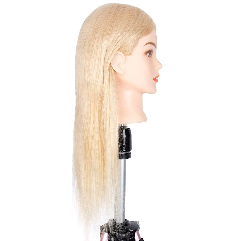gexworldwide GEX 100% Human Hair Mannequin Head Blonde Training Practice Head for Styling Dying Cutting 613#Blonde (20â€) - Image 3
